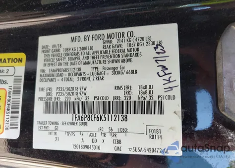 2019 Ford Mustang Gt from USA, damaged, VIN 1FA6P8CF6K5112138